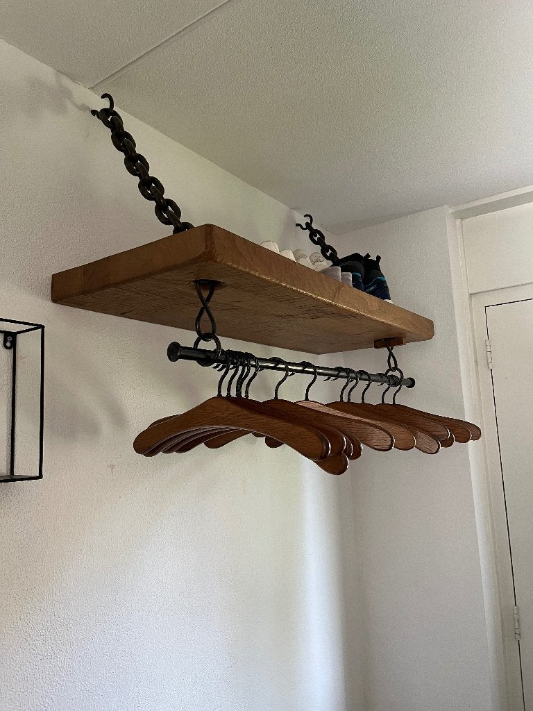 Unieke kapstok hout met hangers - robuust/landelijk, Zo goed als nieuw, Minder dan 100 cm, Hout, Ophalen