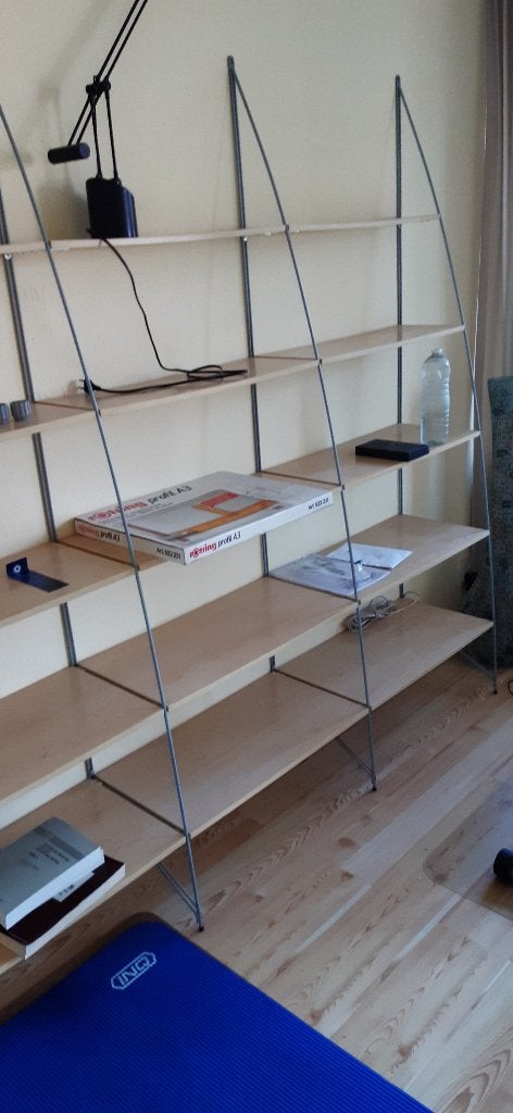 Boekenkast, Met plank(en), Houten planken en metale staanders, 200 cm of meer, 50 tot 100 cm