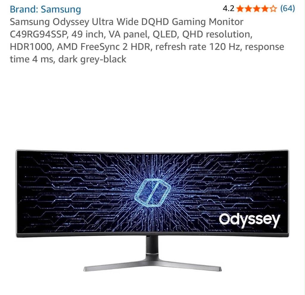 Gaming monitor 49inch, Computers en Software, 3 tot 5 ms, 101 t/m 150 Hz, VA, Zo goed als nieuw