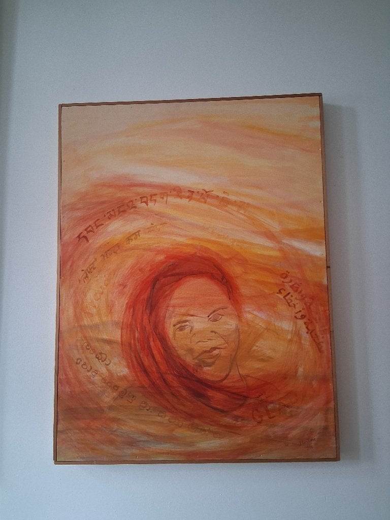 schilderij , 60x80x4 cm, Antiek en Kunst, Kunst | Schilderijen | Modern, Ophalen of Verzenden, Hout, Acrylverf, Figuren