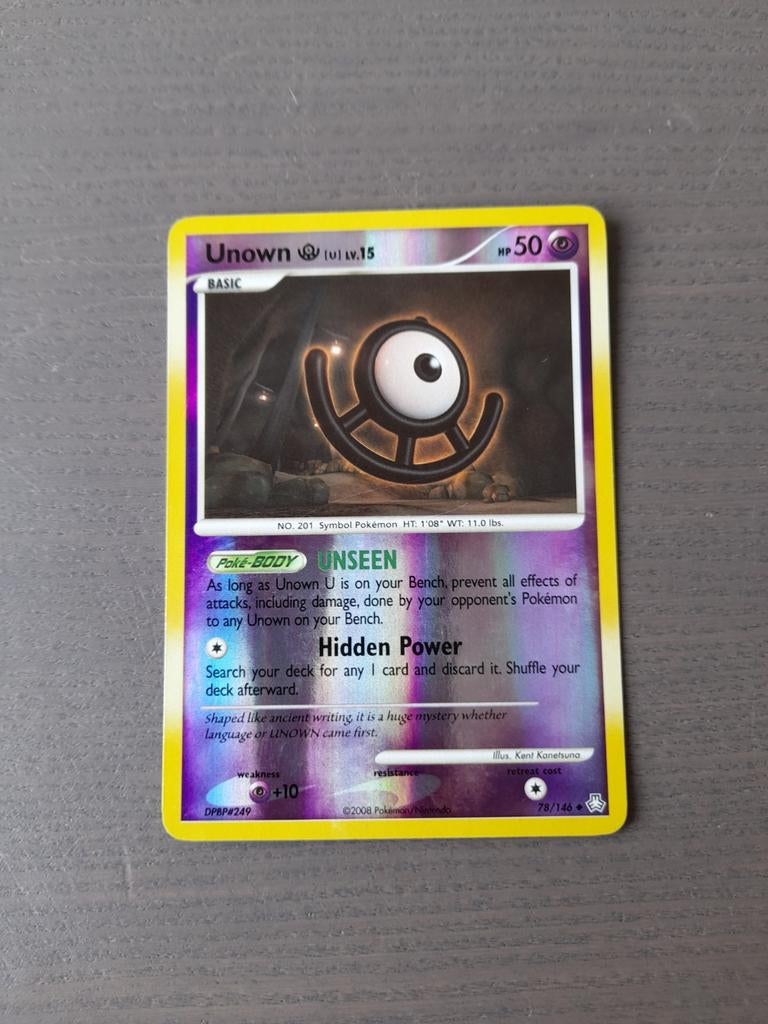 2008 legends awakened 78/146 unown u reverse, Ophalen of Verzenden, Gebruikt, Losse kaart, Foil