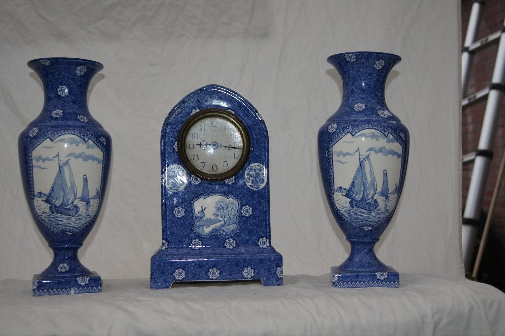 Delfts Blauw klok en vazen set, Antiek en Kunst, Ophalen of Verzenden