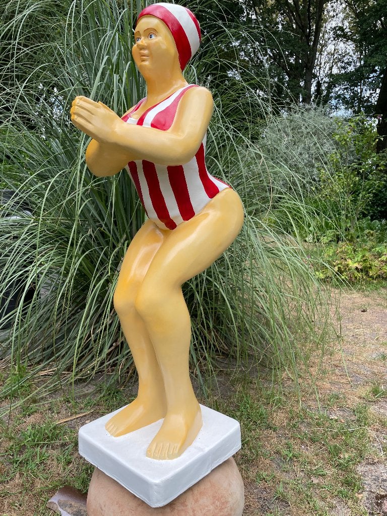 Duikende dame jacuzzi tuin, zwembad, vijver 115cm, Ophalen, Nieuw, Kunststof, Mensenbeeld