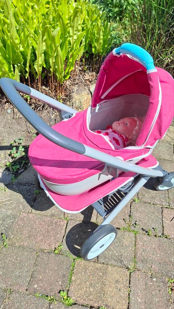 3-in -1 poppenwagen.roze/ grijs. met pop. 20 euro, Ophalen