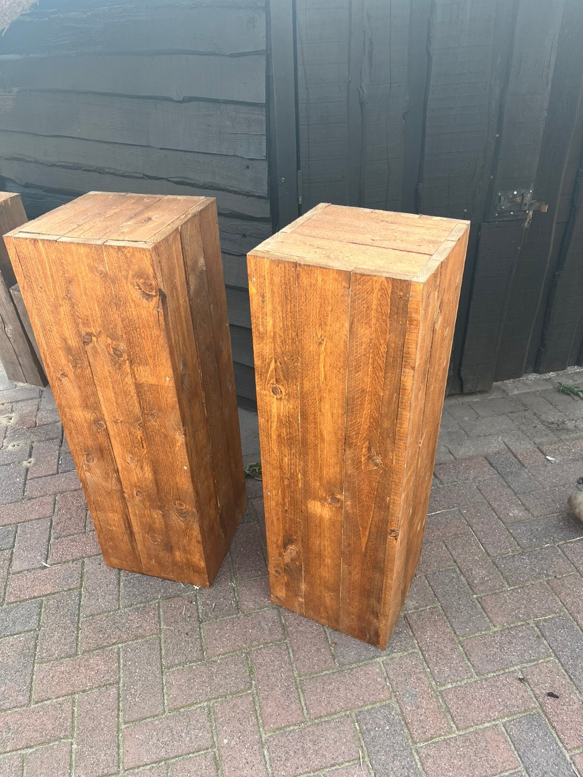 4x houten sokkel, Huis en Inrichting, Woonaccessoires | Zuilen en Pilaren, Ophalen, Zo goed als nieuw