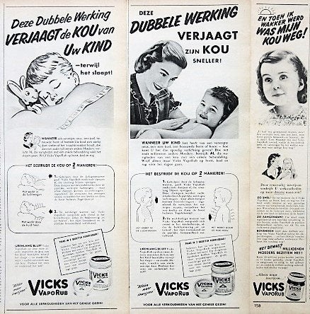 45+ vintage advertenties reclames Vicks 1939-63, Ophalen of Verzenden, Gebruikt, Overige typen
