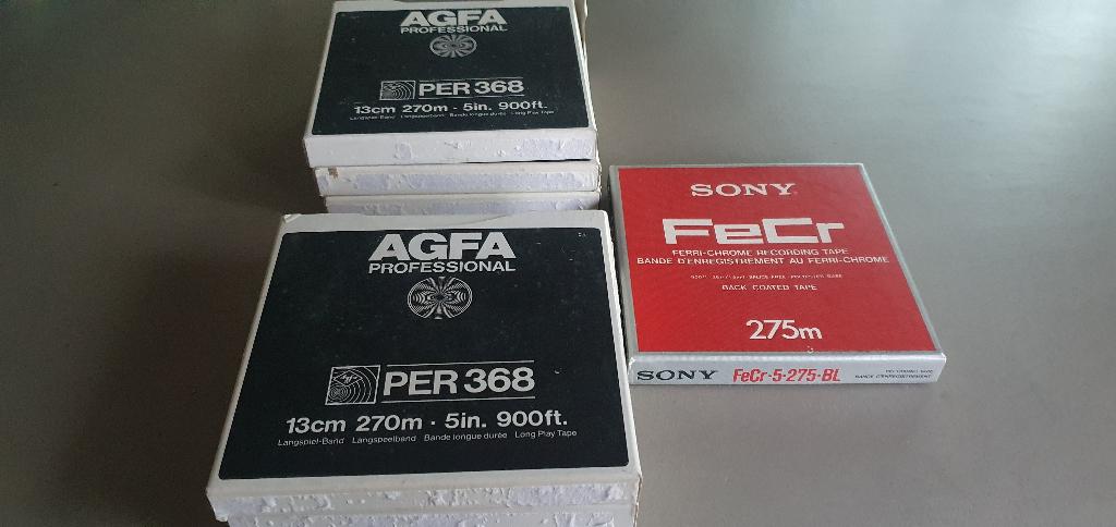 Agfa Per 368 audio tape en Sony FeCr tape gebruikt in doos, Ophalen of Verzenden, Gebruikt