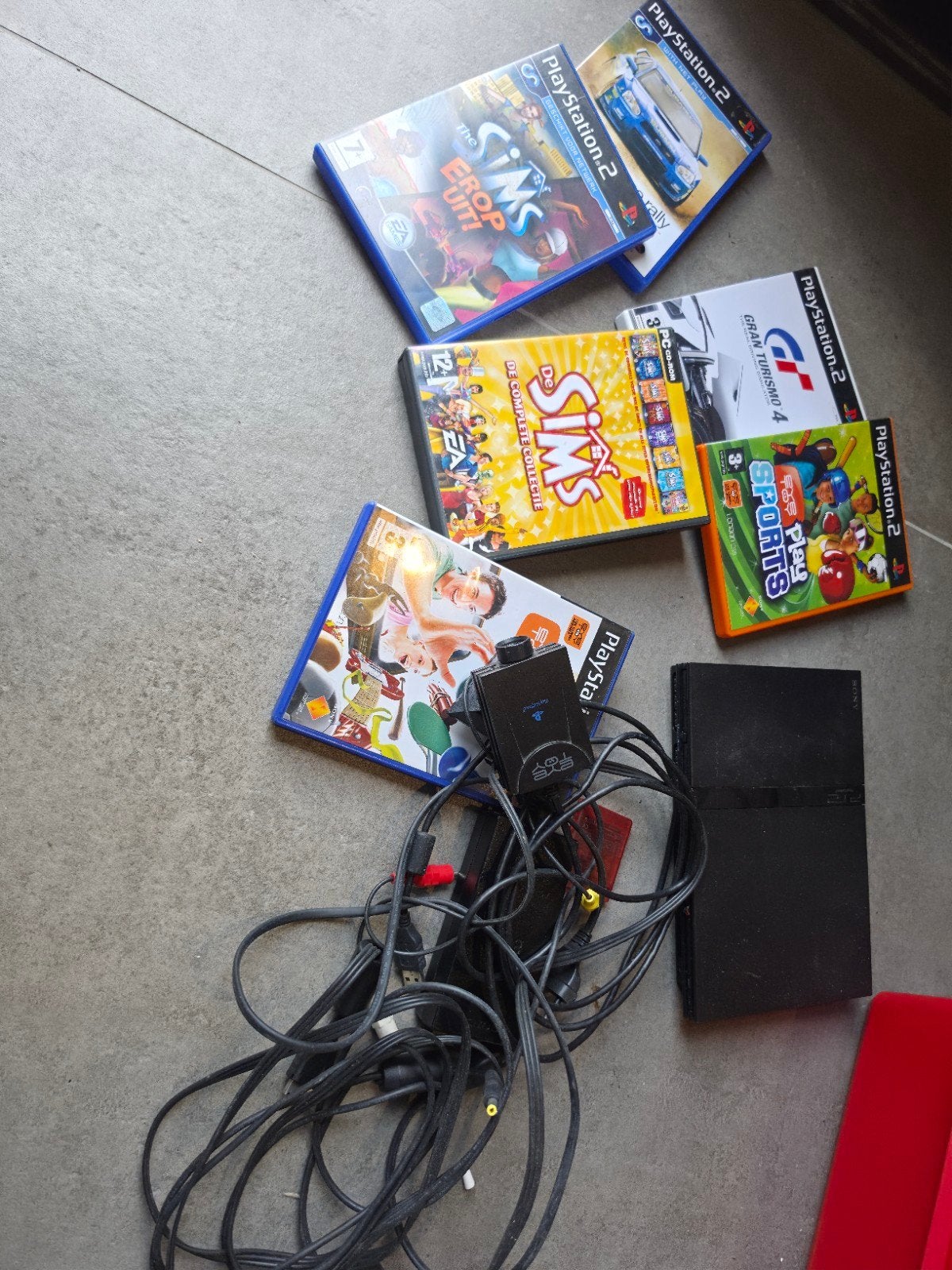 PlayStation 2 Slim met games en accessoires, Gebruikt, Eén computer, Ophalen of Verzenden, Sony