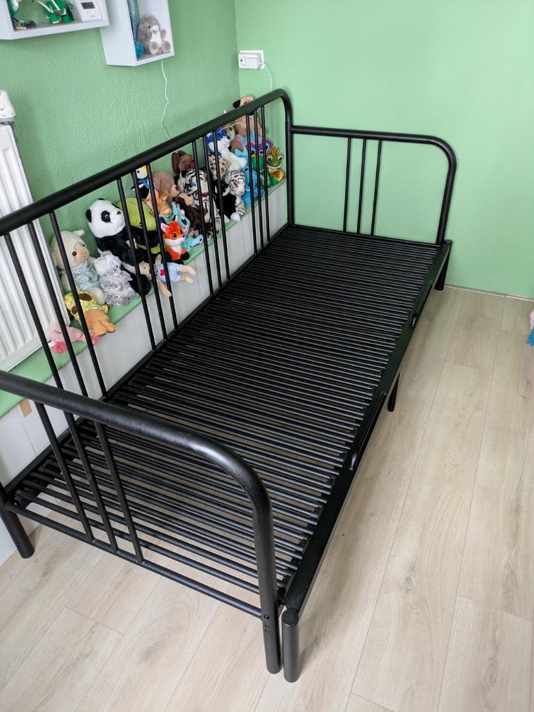 Ikea uitschuifbaar bed Fyresdal, Ophalen of Verzenden, Tweepersoons, Zwart, Metaal
