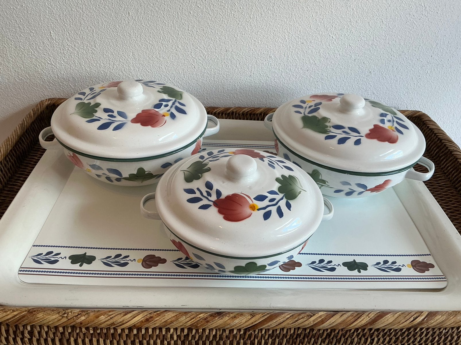 Boerenbont (Emaille Schalen set), Ophalen of Verzenden, Zo goed als nieuw, Aardewerk, Schaal of Schalen