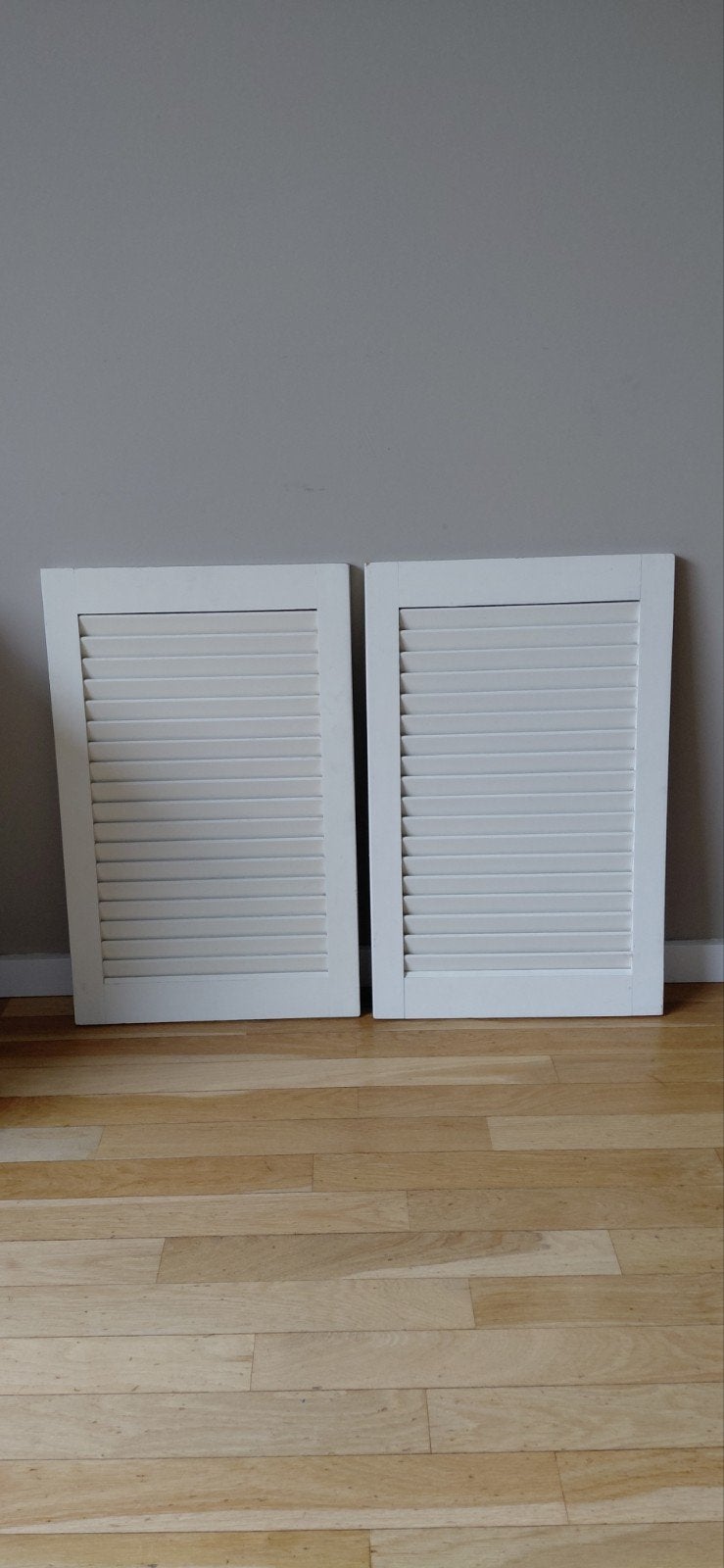 Set van 2 Witte Houten Louvreluikjes / Raamluikjes – 39,5x62, Huis en Inrichting, Ophalen