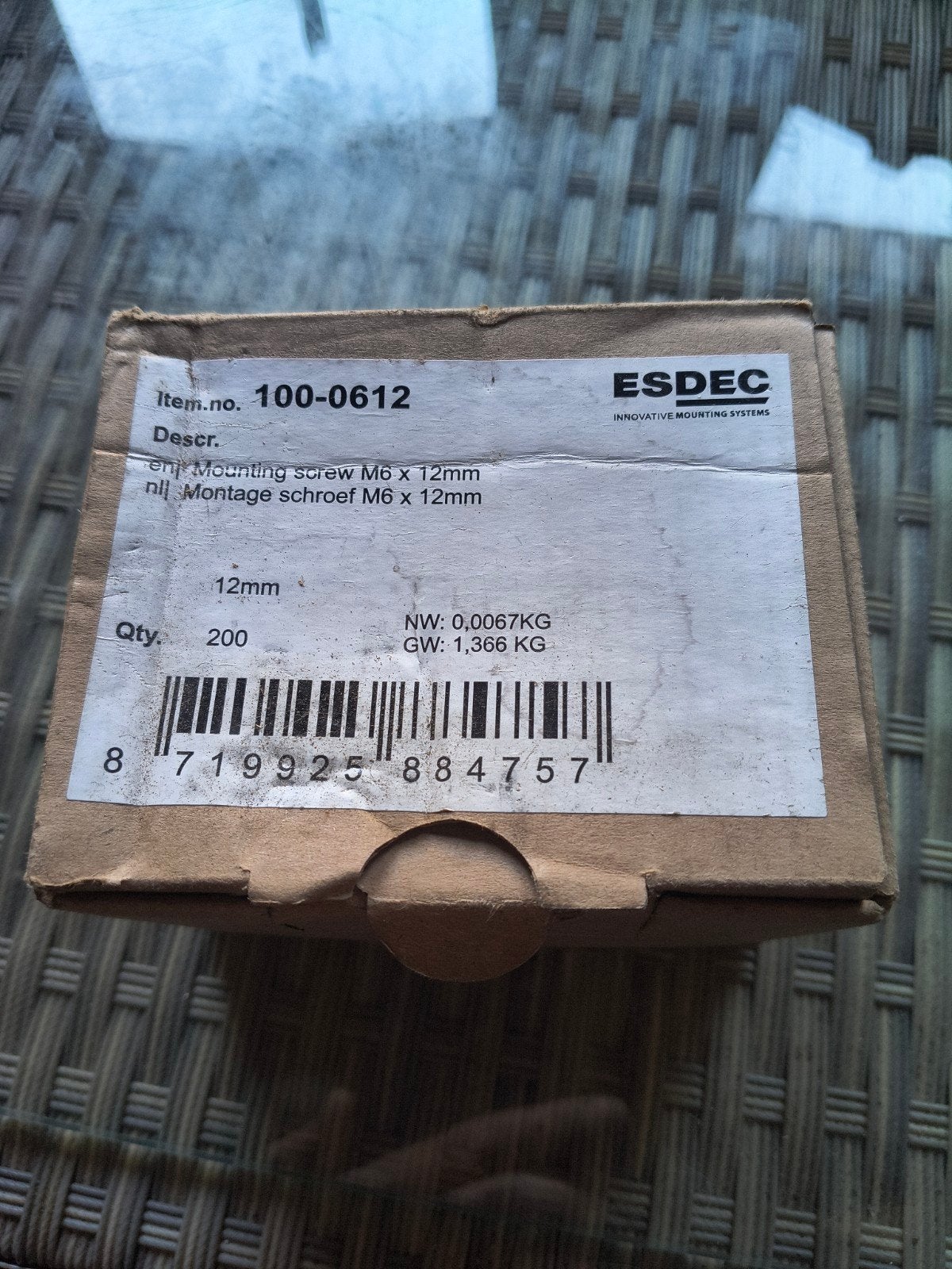 esdec schroeven m6x12 verzinkt zonnepanelen, Ophalen of Verzenden, Nieuw, Minder dan 50 mm, Schroeven