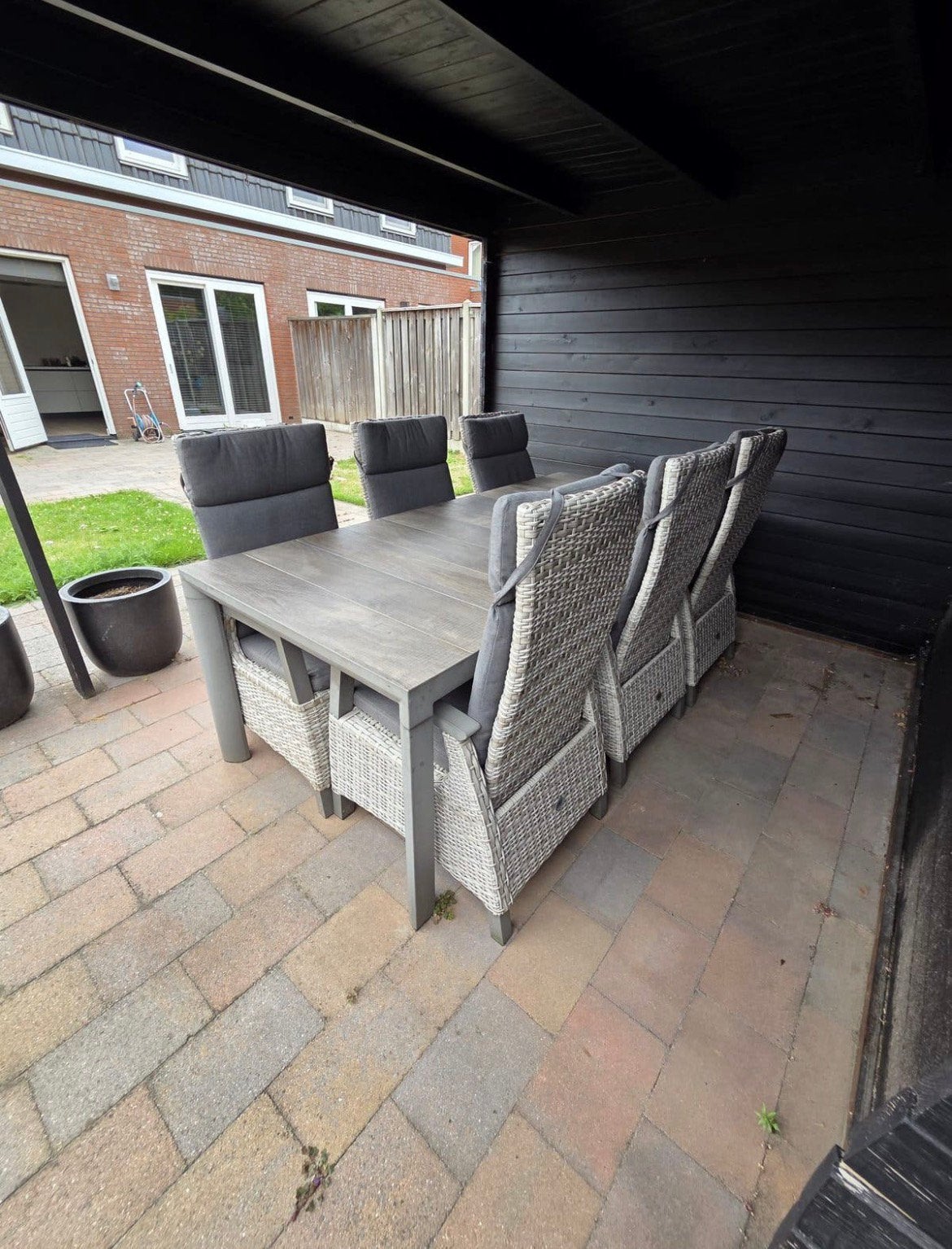 6 Persoons Loungeset , Diningset met verstelbare rugleuning, Ophalen, Zo goed als nieuw, Wicker