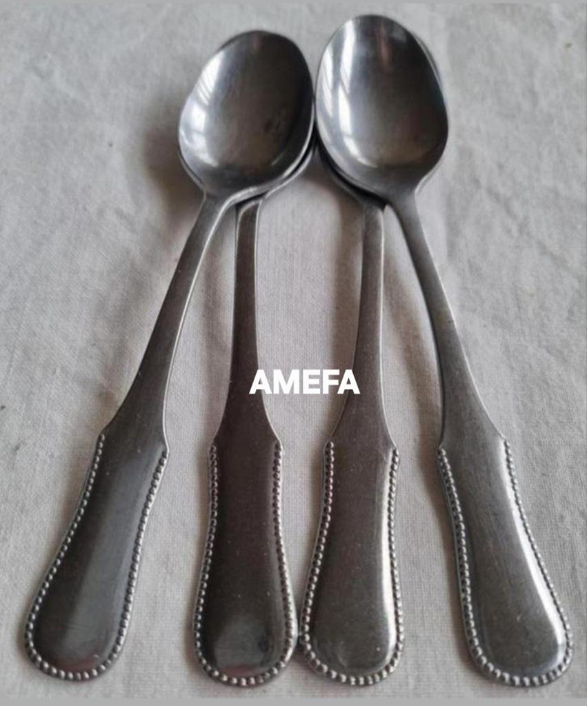 Amefa stainless parel randen koffie lepeltjes, Ophalen of Verzenden, Rvs of Chroom