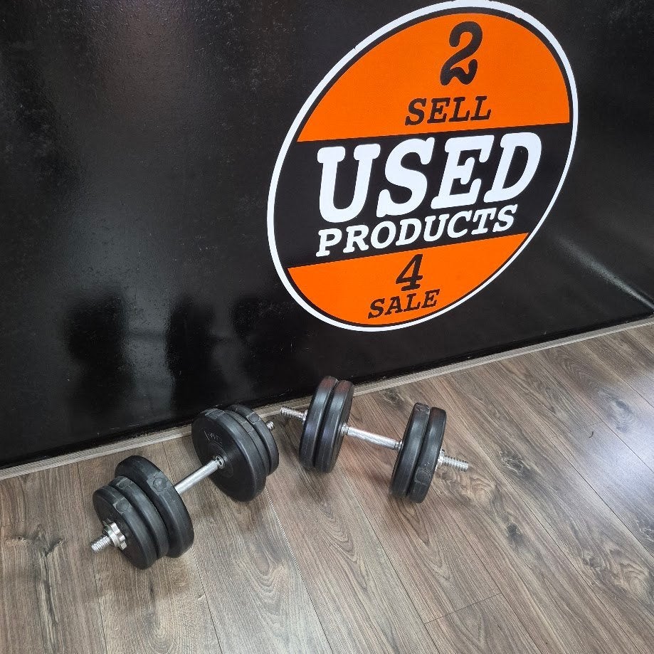 Halterset met 10 schijven, totaal 25 kg, Dumbbell, Gebruikt, Ophalen of Verzenden, X
