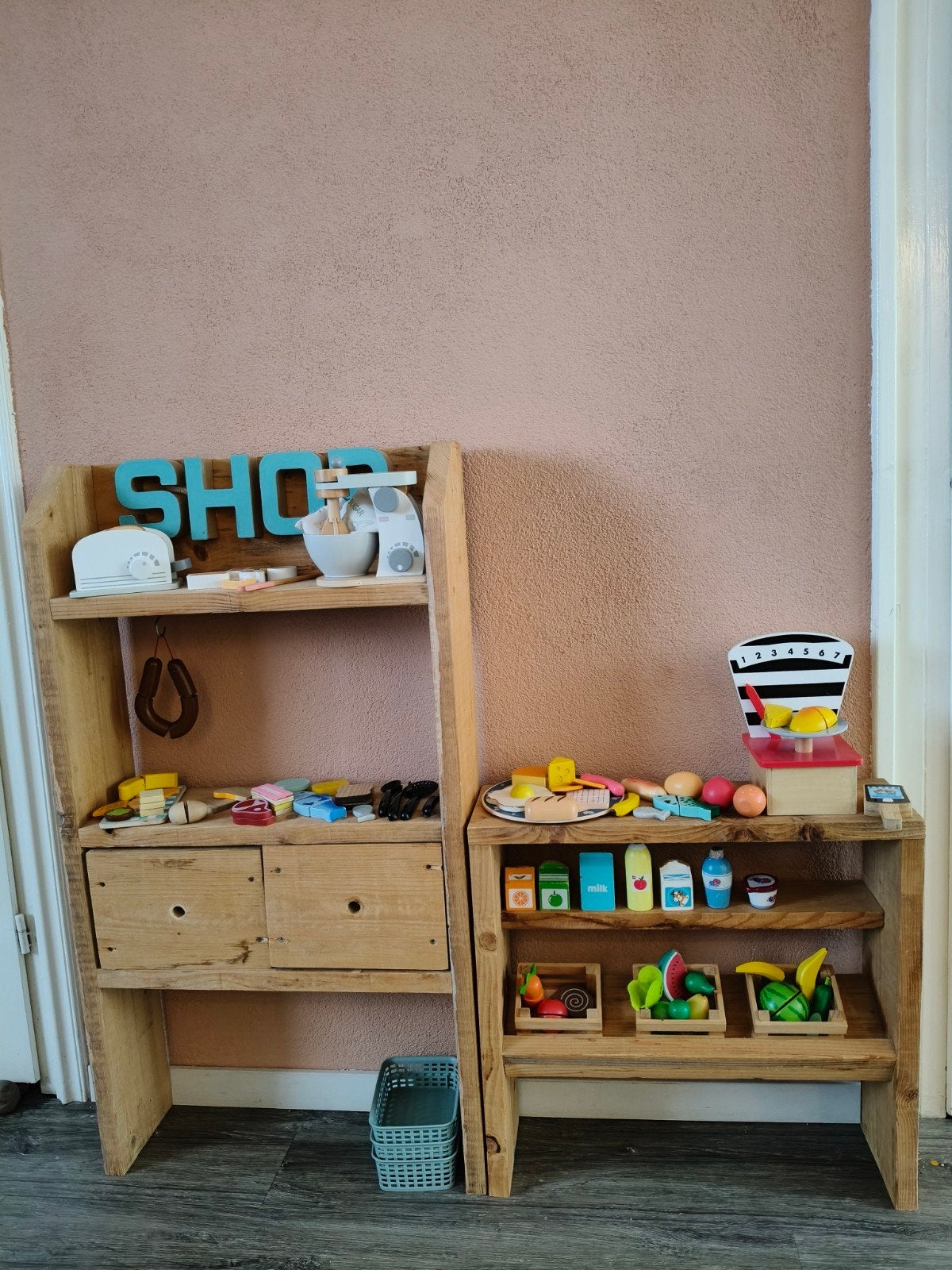 steigerhouten kinder winkeltje + accessoires van hout, Ophalen, Meubelstuk of Keukentje