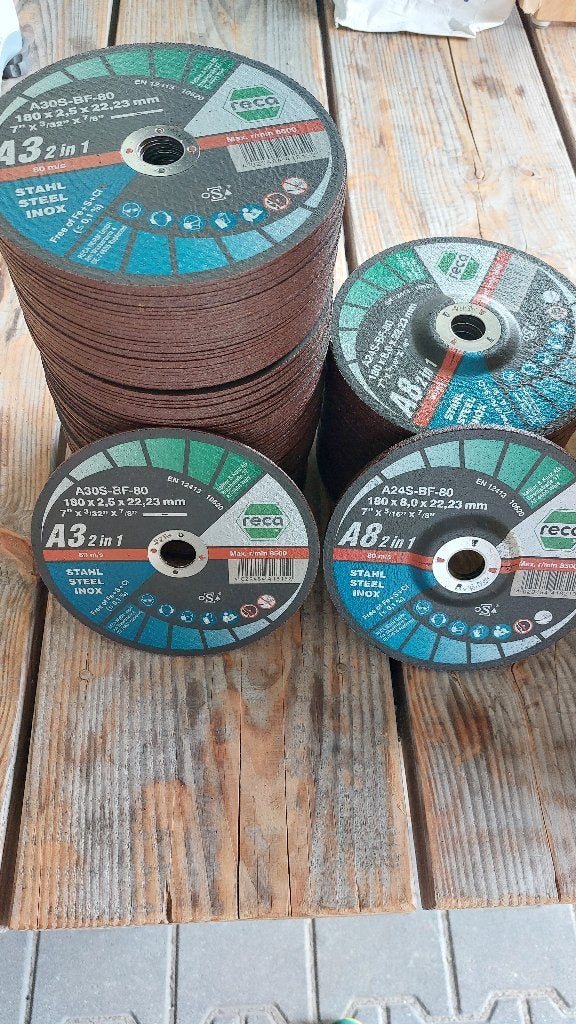 124x reca doorslijpschijven en afbraamschijven 180mm, ., Nieuw, Ophalen of Verzenden, .