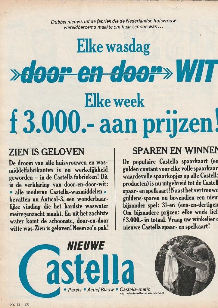 Retro reclame 1964 Castella Nijmegen win veel prijzen, Verzamelen, Retro, Verzenden, Overige typen