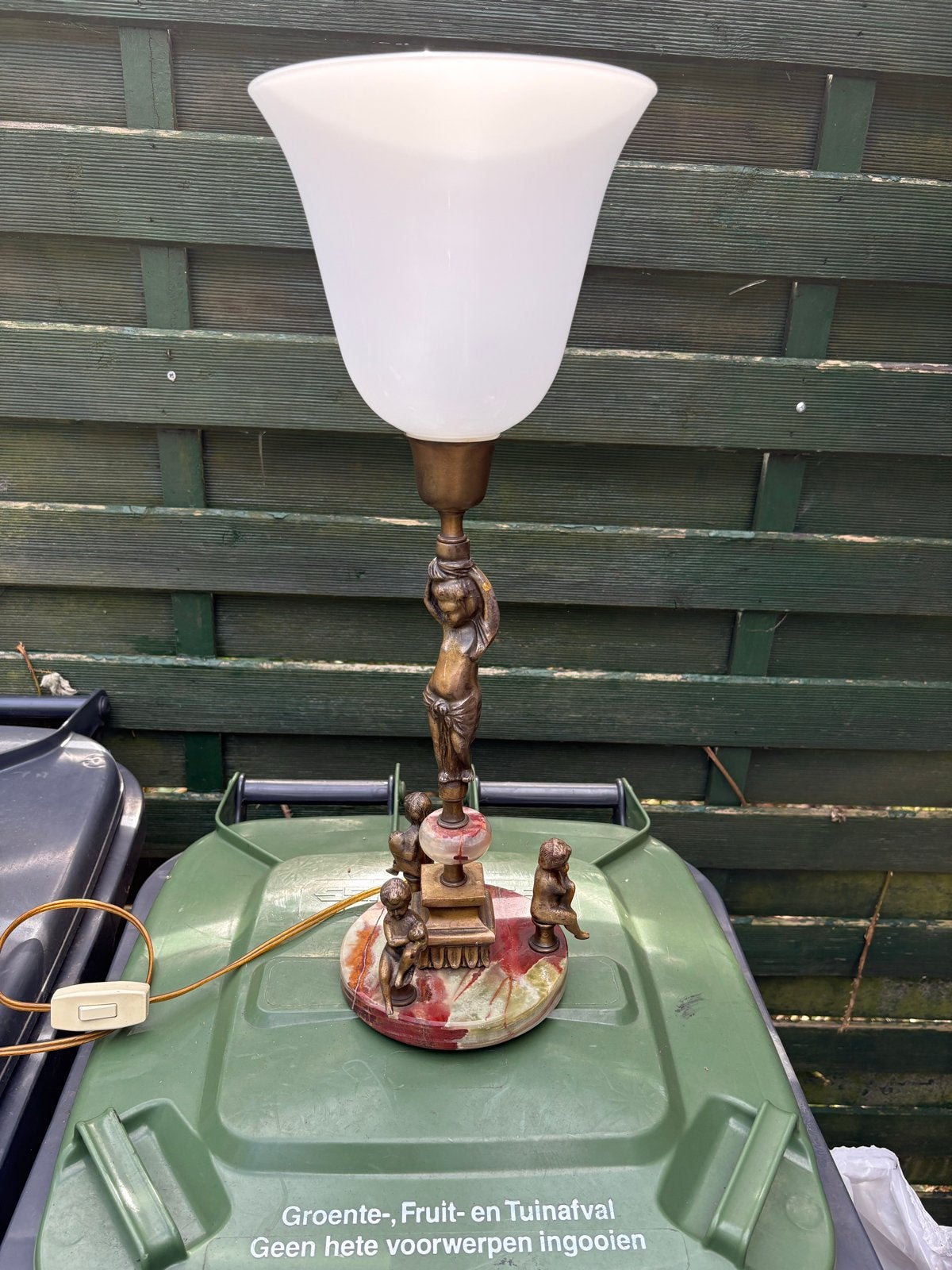 Prachtige Vintage Buro/Tafellamp met Beeldjes, Ophalen of Verzenden