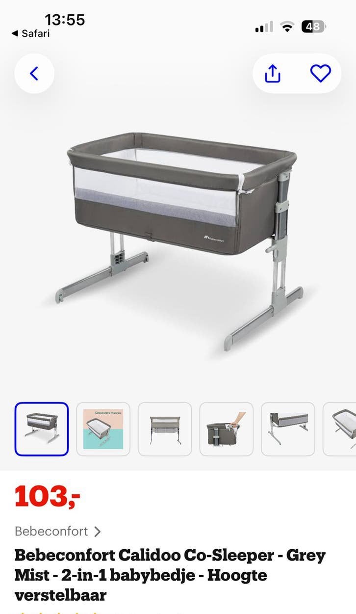 Bebeconfort Calidoo Co-Sleeper met Aerosleep matrasje, Kinderen en Baby's, Ophalen, Zo goed als nieuw, Wieg