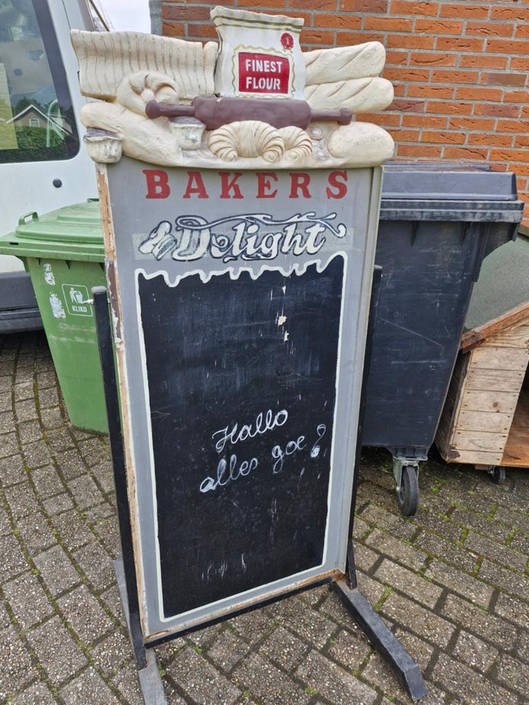 Bakkersbord 'Bakers Delight' met krijtbord, Ophalen, Vintage, Gebruikt, Overige materialen