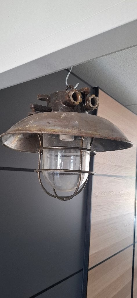 Industriële Vintage Kooilamp | Antieke Scheepslamp, Ophalen of Verzenden