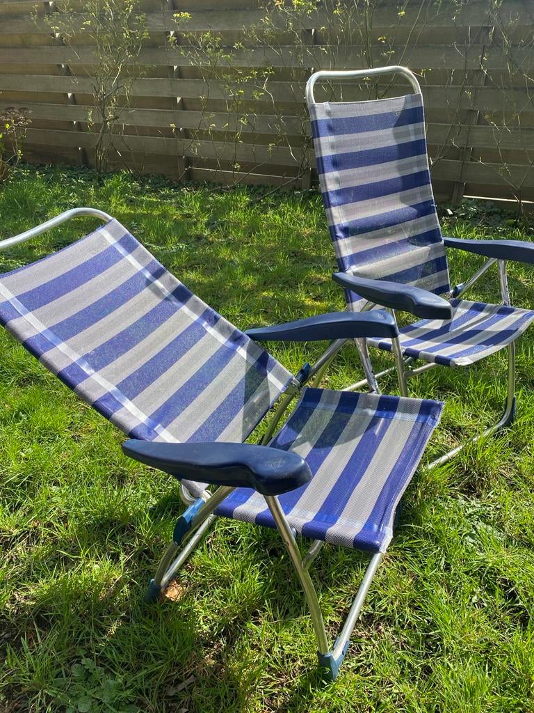 2x Tuinstoelen - Verstelbaar en Inklapbaar, Tuin en Terras, Ophalen, Gebruikt, Textileen, Inklapbaar