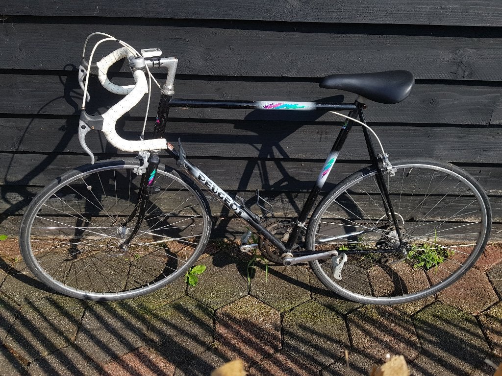 Vintage Peugeot Aubisque zwarte Racefiets 80s retro 62,5cm, Overige merken, Overige materialen, Gebruikt, 10 tot 15 versnellingen