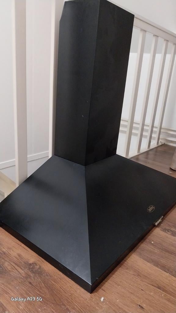 Belling zwarte afzuigkap 90cm recirculatie, Ophalen, Wandschouwkap, Zo goed als nieuw, 400 tot 600 m³ per uur