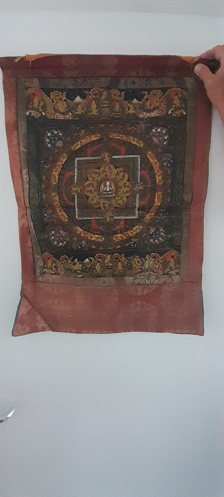 Antieke Tibetaanse Thangka - Boeddhistische Kunst, Tibet, Ophalen of Verzenden, Meerkleurig, Handgemaakt