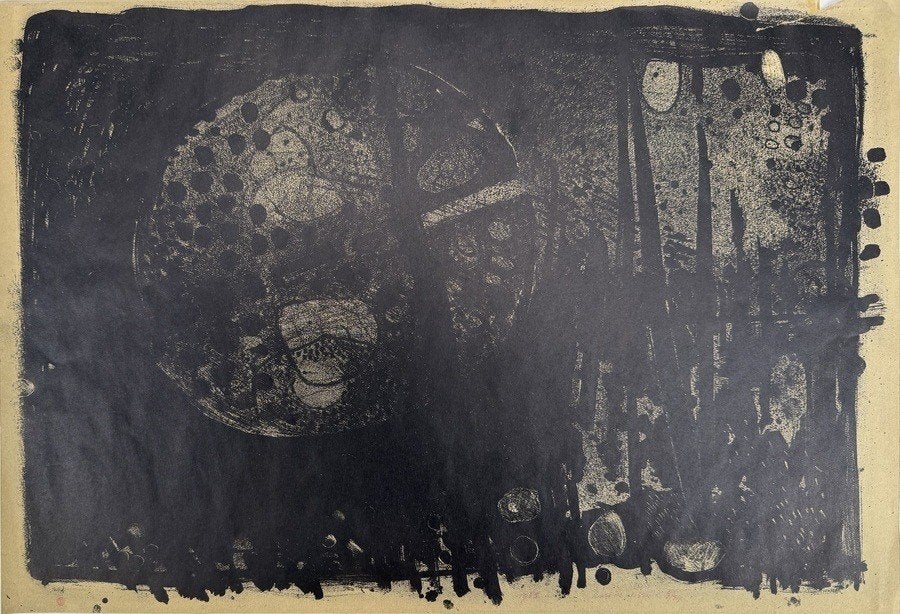 1011. Litho, Martin Tissing - "Maan", 1965, Antiek en Kunst, Ophalen of Verzenden, Lithografie