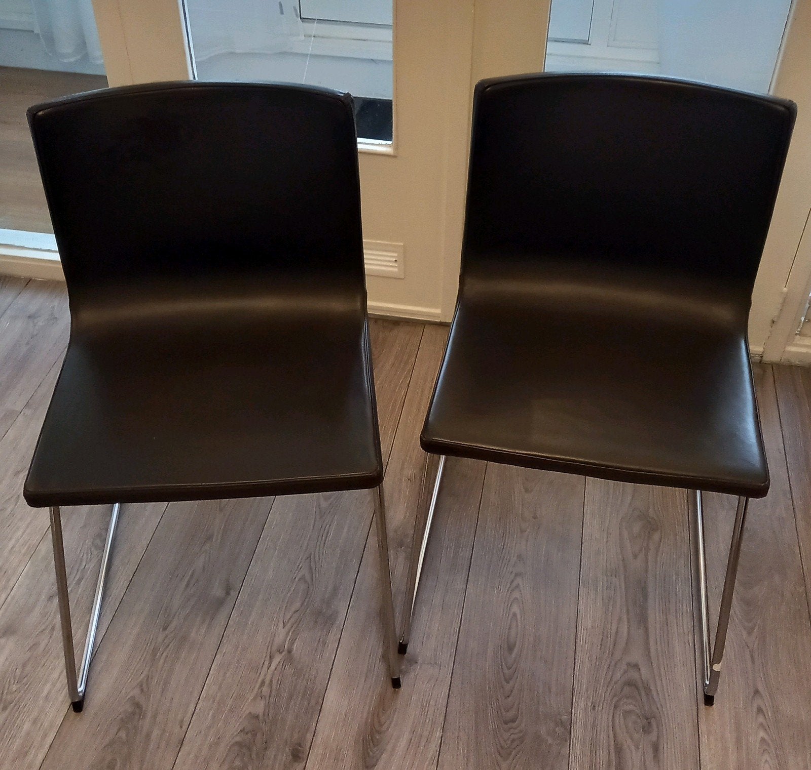2 zwarte Ikea Bernhard leren stoelen, Ophalen, Twee, Zwart, Leer