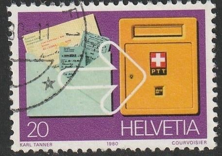 Zwitserland 1980 1180 Postcheque, Gest, Ophalen of Verzenden, Gestempeld