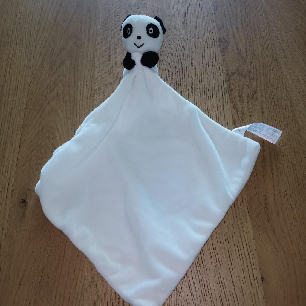 Zeeman zwart witte panda rammelaar kroeldoek., Overige merken, Ophalen of Verzenden, Zo goed als nieuw, Wasbaar
