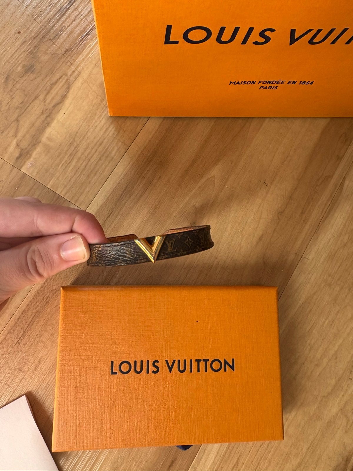 Louis Vuitton Monogram Armband - Zo goed als nieuw, Verzenden, Gebruikt, Bruin, Leer