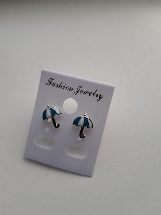 Oorknopjes paraplu blauw wit  , Ophalen of Verzenden, Nieuw, Blauw, Oorbellen