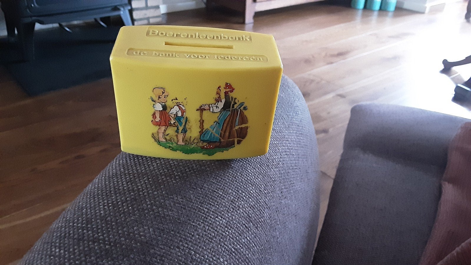 Oude Boerenleenbank spaarpot - Vintage spaarpot, Ophalen of Verzenden, Gebruikt, Kunststof, Overige thema's