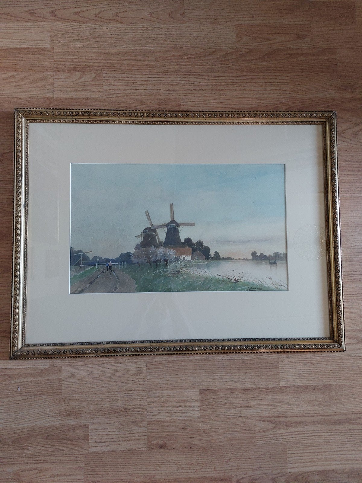 Hollands landschap met molens - J.H. Doeleman aquarel, Landschap, Aquarel, Papier, Ophalen