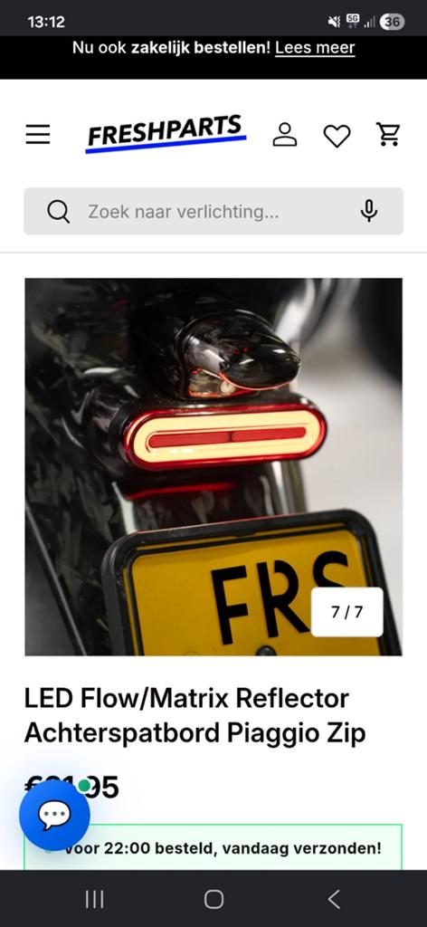 LED Flow/Matrix Reflector Achterspatbord Piaggio Zip, Ophalen of Verzenden, Nieuw, Overige typen, Piaggio