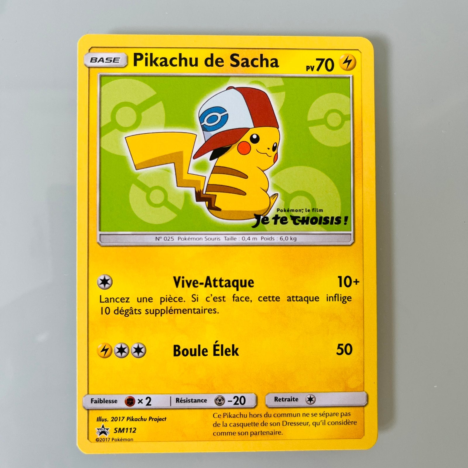 Pokémon: Pikachu de Sacha Kaart [SM112 Promo], Ophalen of Verzenden, Zo goed als nieuw, Losse kaart