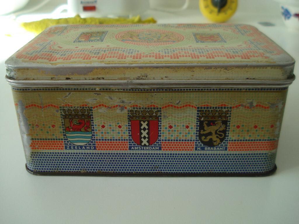 Echt oud cacao blik de Gruyter, circa 1940 tot 1950, Ophalen of Verzenden, Meerkleurig, Overige materialen, Overige merken