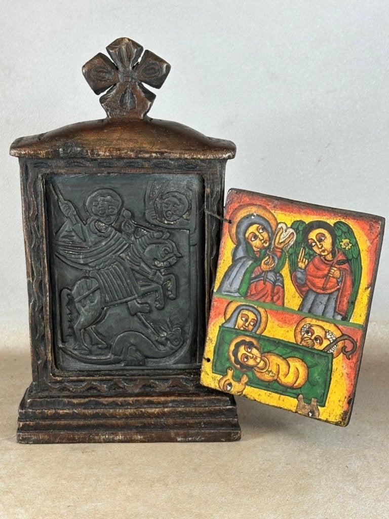 261025 Oud Afrikaans Ethiopian Coptic altar icon - Ethiopia, Ophalen of Verzenden