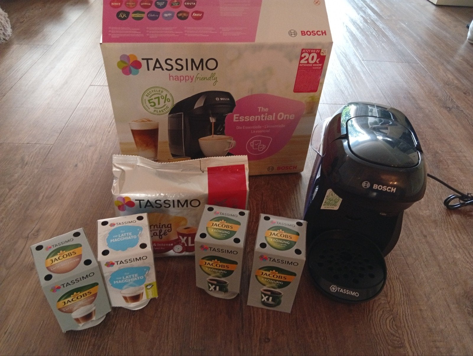 Tassimo Bosch koffiezetapparaat met cups, Koffiemachine, Ophalen of Verzenden, Zo goed als nieuw, 1 kopje