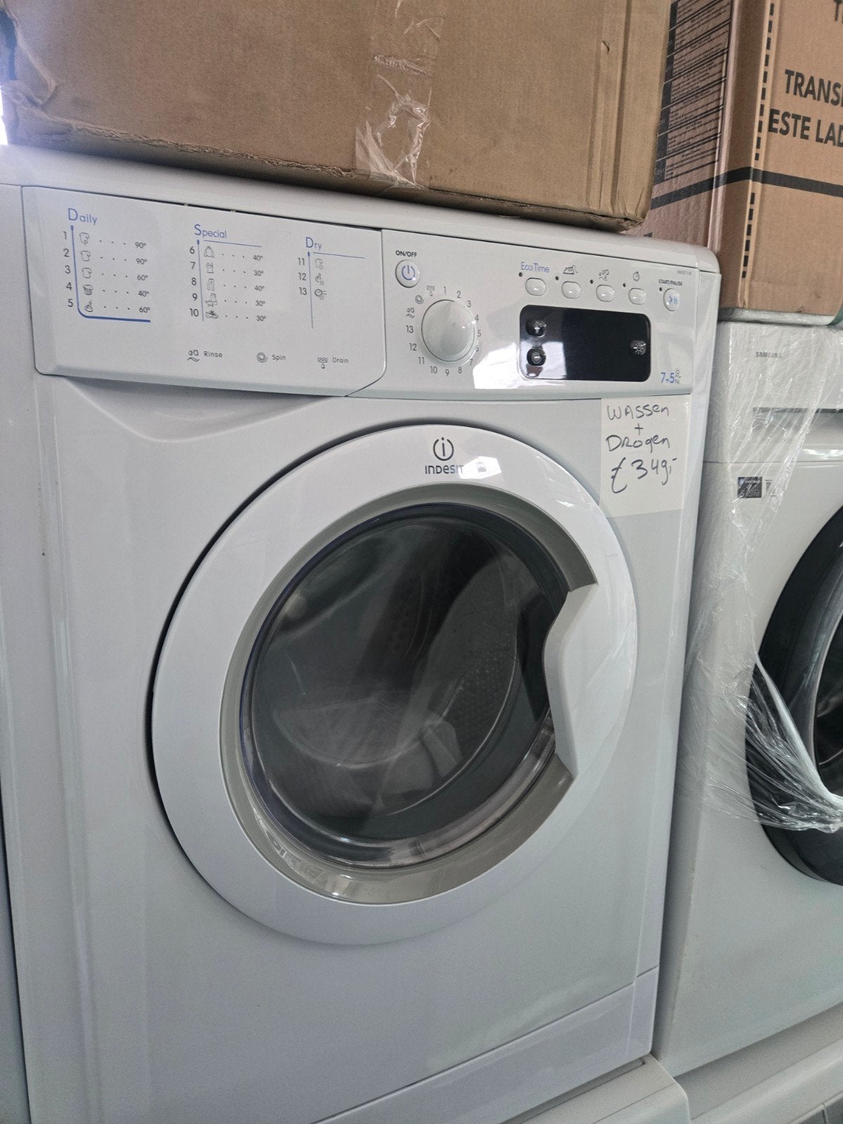 Indesit Wasmachine/Droger 7kg/5kg - Compact & Efficiënt, 6 tot 8 kg, Ophalen of Verzenden, 85 tot 90 cm