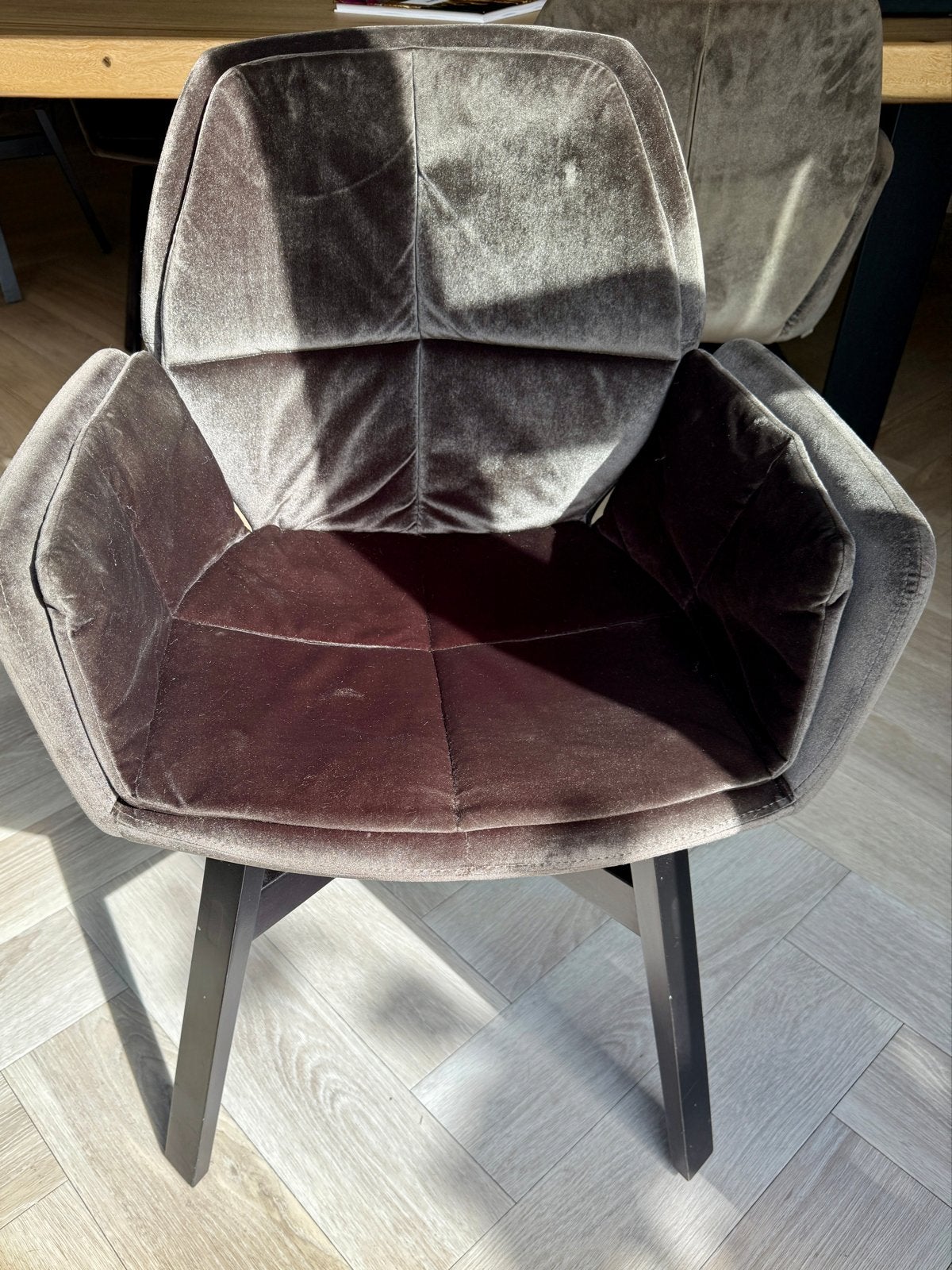 Moods eetkamerstoel - Taup Grijs fluweel, Ophalen, Gebruikt, Vijf, Zes of meer stoelen, Stof
