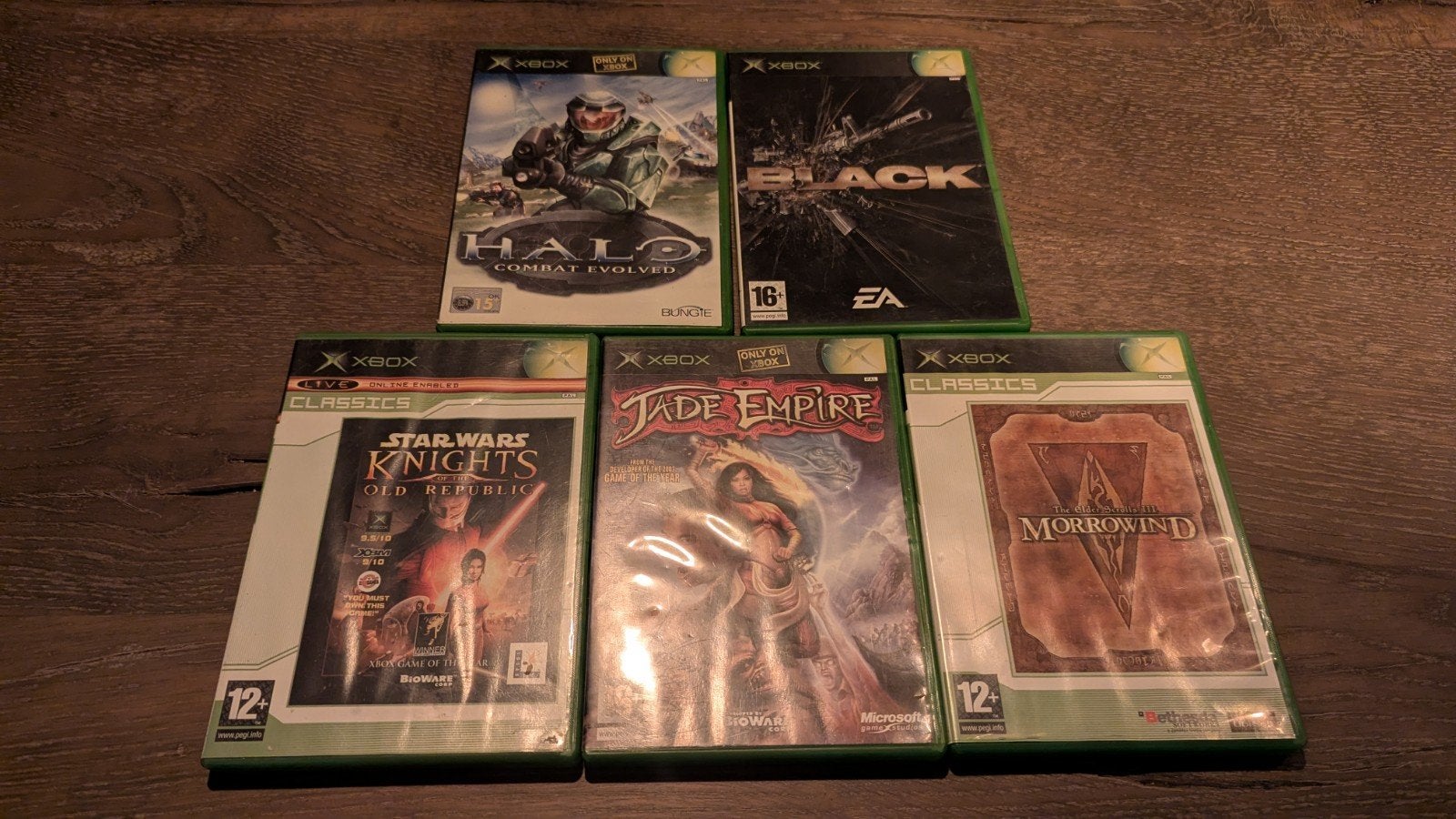 Xbox Klassiekers: Halo, Black, SW kotor, Jade Empire, Morrow, Ophalen of Verzenden, Gebruikt, Avontuur en Actie, Vanaf 16 jaar
