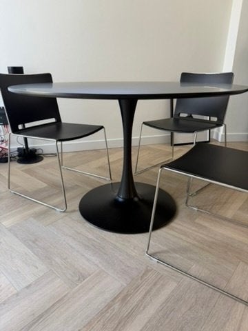 Zwarte Tulip Stijl Ronde Tafel - 120 cm - Z.G.A.N., Ophalen, Overige materialen, Rond, Zo goed als nieuw
