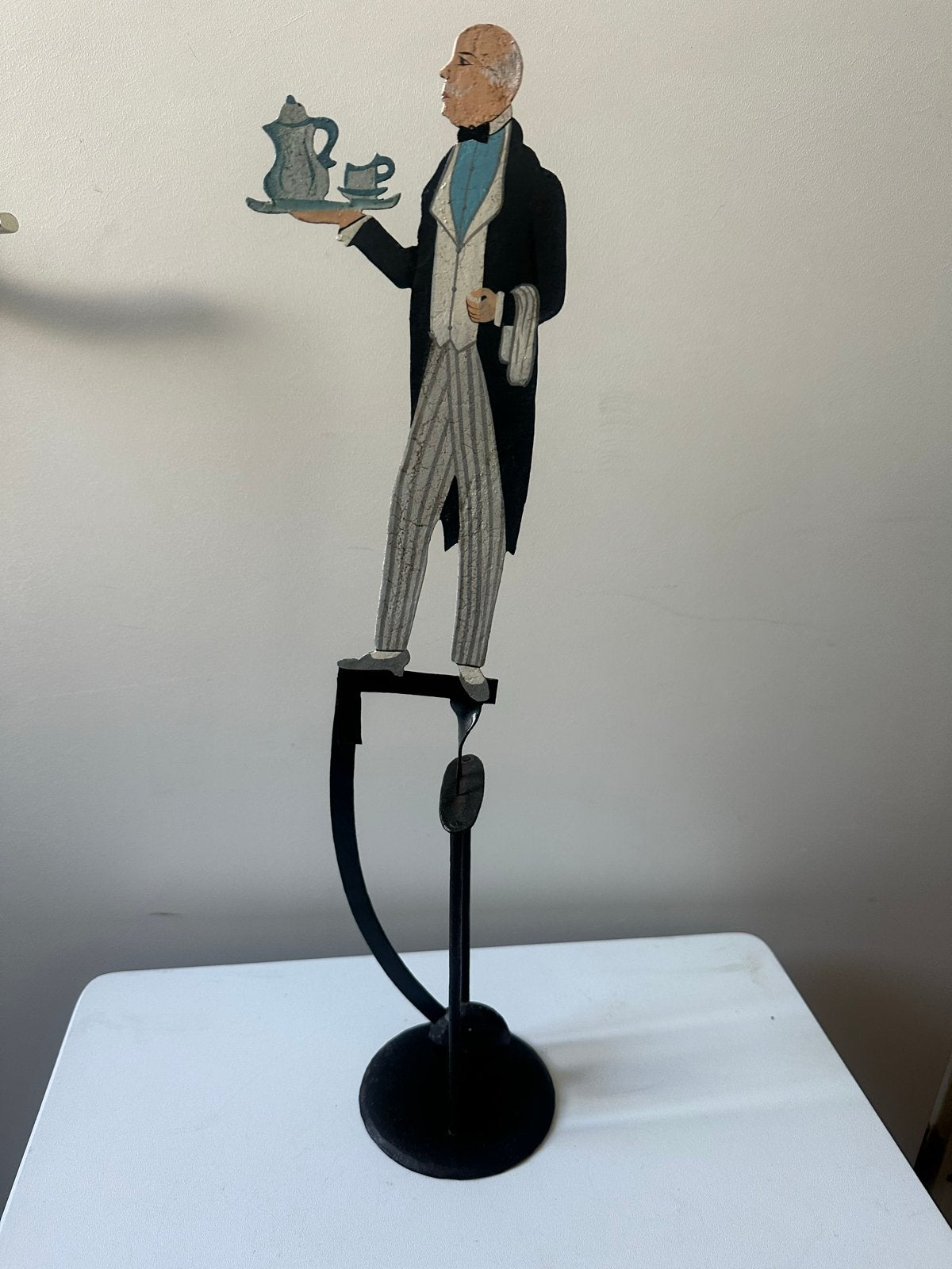 Vintage pendelfiguur  Ober met Dienblad - Decoratief, Ophalen of Verzenden