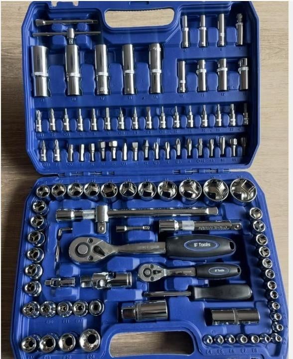 Fraaie F-Tools 108 delige Doppenset met 2 stevige ratels,, Auto diversen, Autogereedschap, Ophalen, Nieuw