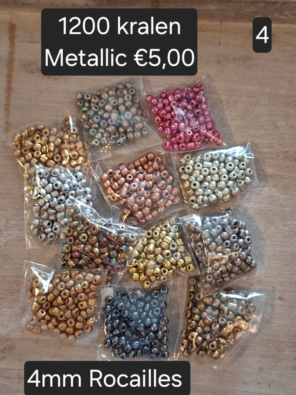 1200 kralen in 4 verschillende samenstellingen, 4mm, Ophalen of Verzenden, Nieuw, Kraal